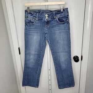 American Eagle Vintage Early 00s Y2k Straight Leg Cropped Jeans Medium Wash 8